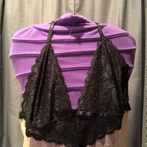 Venus - Open Back Sheer Babydoll - Cream/Black